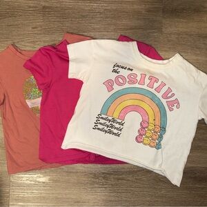 Kids' Positive Vibes T-Shirt Set - White, Pink, Orange
